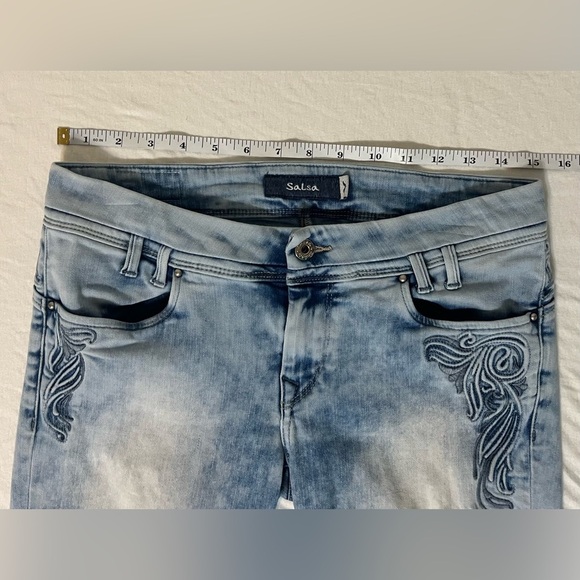 Salsa Jeans embroidered skinny straight acid wash jeans. Size 31. B1 - Picture 8 of 13